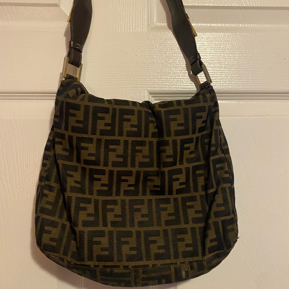 Vintage Fendi Black and Brown Monogram Shoulder Bag - Picture 4 of 15